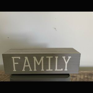 Wood gray FAMILY decor with two top slots for pictures